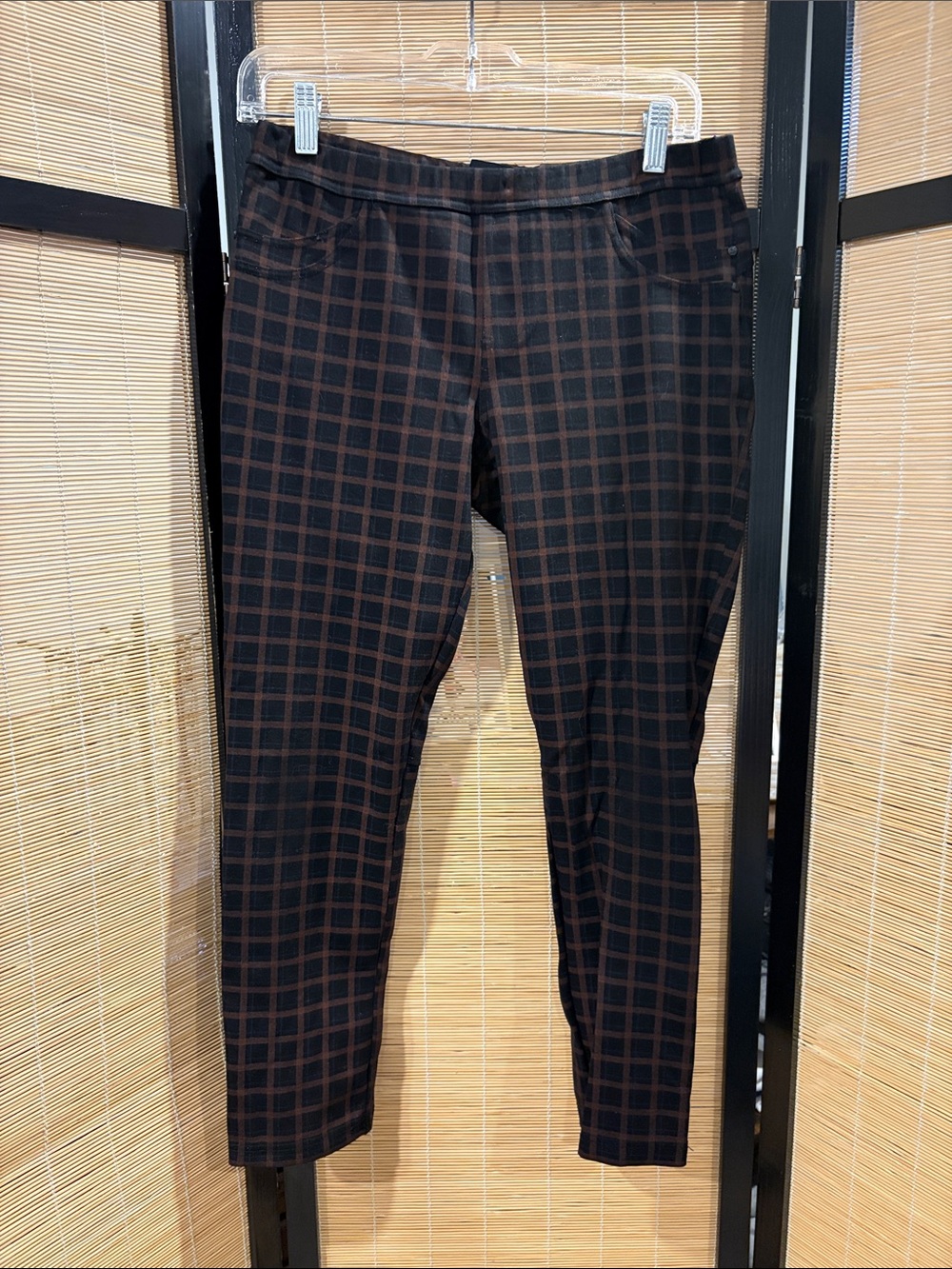 Black & Brown Plaid Stretch Pants